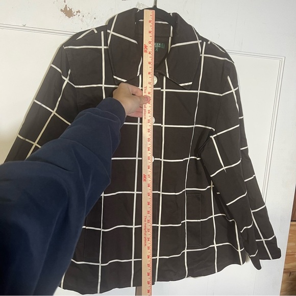 Ralph Lauren Jacket Blazer Brown and White Stripe Paneled Check Size 2X Classic - Picture 3 of 11